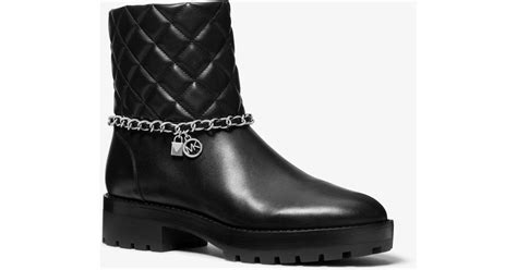 michael kors elsa quilted leather chain boot|Michael Kors Elsa Quilted Leather Boot In Black .